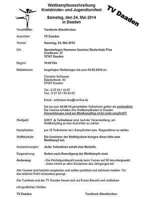 Wettkampfausschreibung 2014