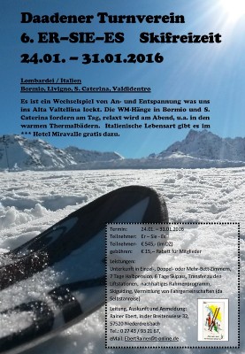 Ausschreibung Skifreizeit 2016