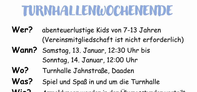 Turnhallenwochenende 2024
